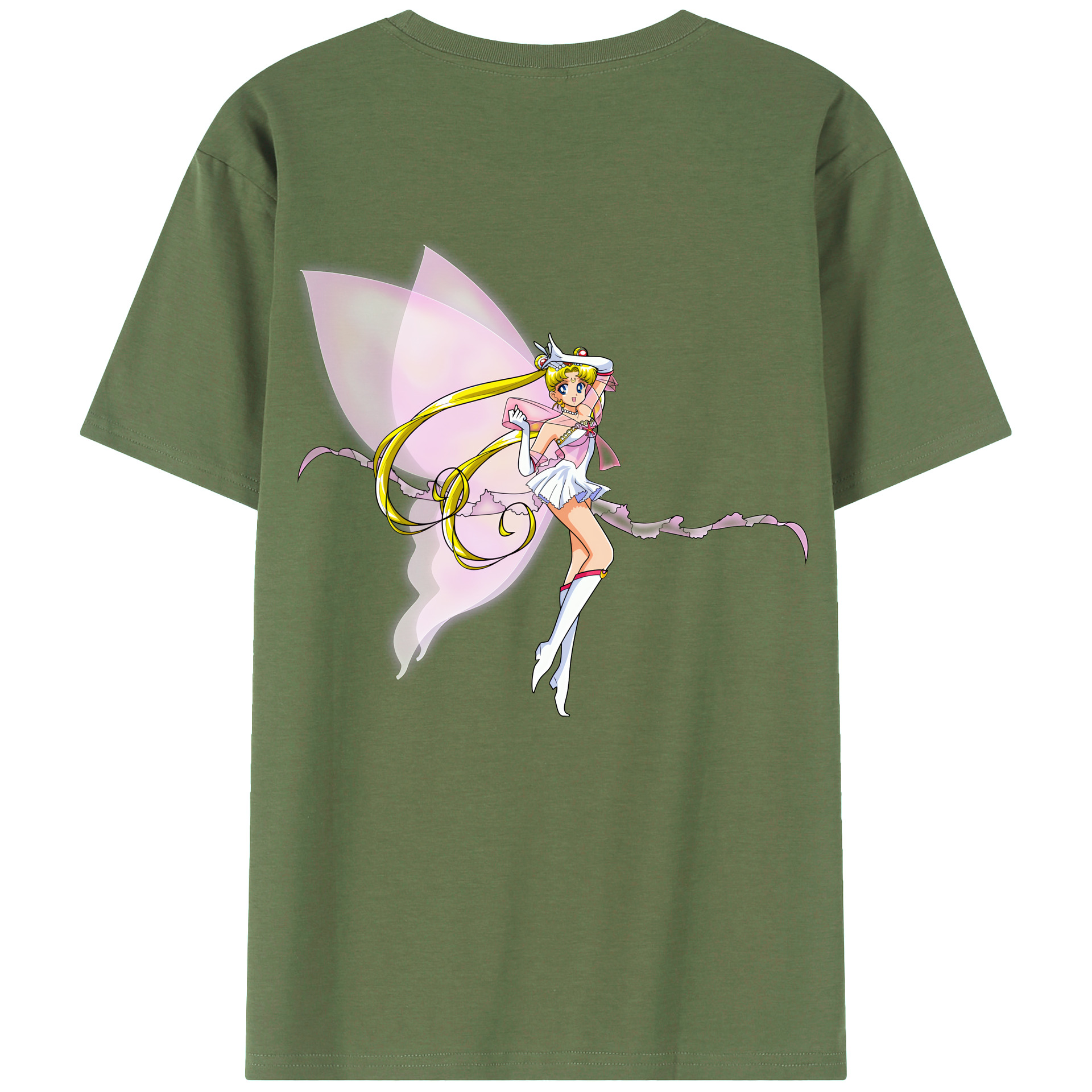 （画像用） 美少女戦士セーラームーン 月野 うさぎ つきの うさぎ Sailor Moon Tsukino Usagi 綿100％ メンズ半袖Tシャツ（バックプリント） 通気性